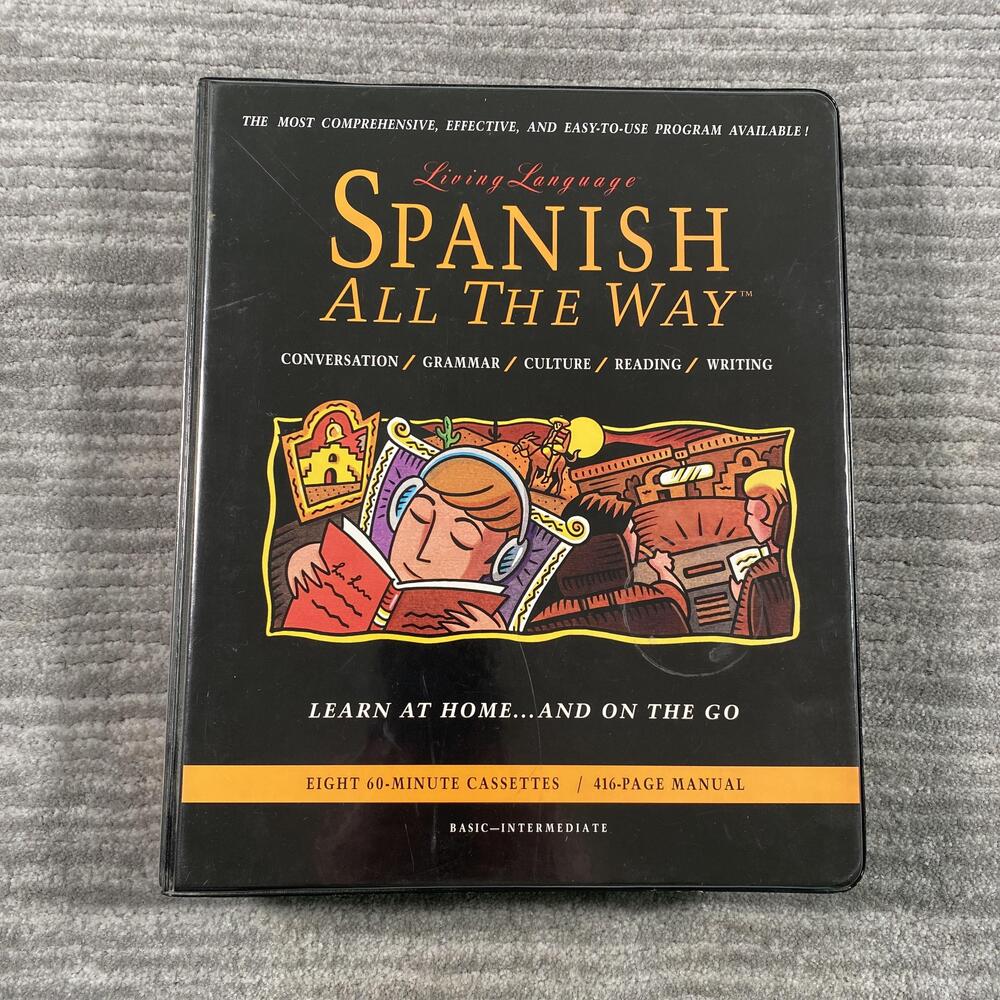 Living Language Spanish All The Way Audio Book Cassette 8 Tape Set Manual